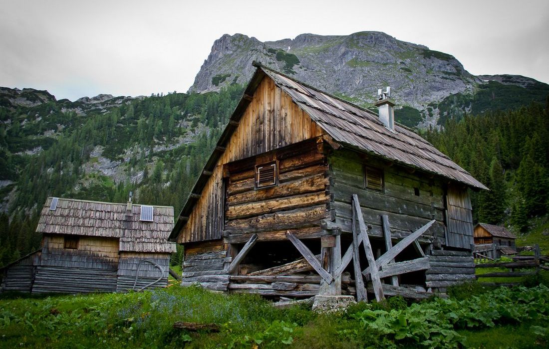 Shepherd's cottages in Julian Alps, Slovenia